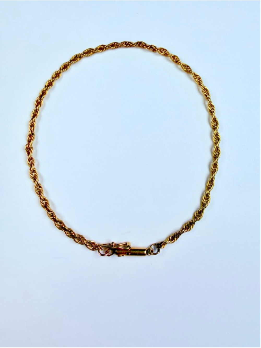 14K Solid Yellow Gold Rope Twist Chain Link 2MM Vintage Bracelet